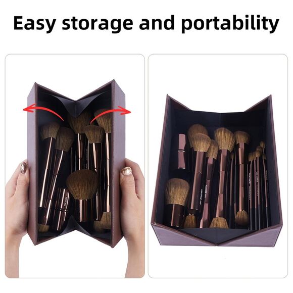 Maange 20Pcs Dark Brown Double-End Multi-functional Makeup Brushes With Gift Box - Picture 3 of 4